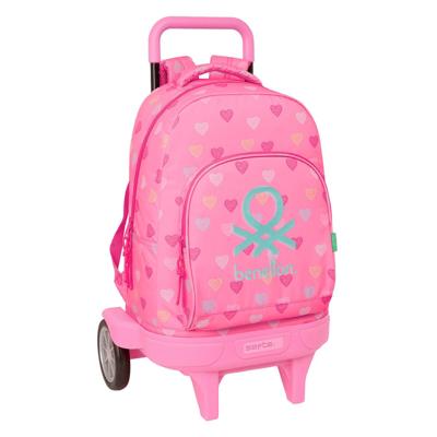 Schoolrugzak met Wielen Benetton Heart Roze 33 x 45 x 22 cm Schoolrugzak met Wielen Benetton Heart Roze 33 x 45 x 22 cm