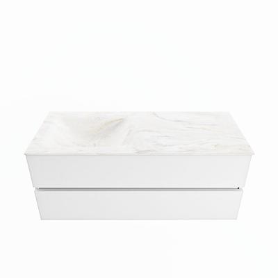 MONDIAZ VICA-DLUX 120cm badmeubel onderkast Talc 2 lades. Inbouw wastafel CLOUD links 1 kraangat, kleur Ostra. MONDIAZ VICA-DLUX 120cm badmeubel onderkast Talc 2 lades. Inbouw wastafel CLOUD links 1 kraangat, kleur Ostra.