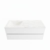 MONDIAZ VICA-DLUX 120cm badmeubel onderkast Talc 2 lades. Inbouw wastafel CLOUD links 1 kraangat, kleur Ostra. - thumbnail
