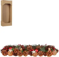 Mica Decorations theelichthouder dennenappel roslyn 54x16.5x10cm bruin - thumbnail