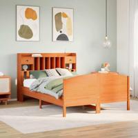 Bed met boekenkast zonder matras grenenhout wasbruin 160x200 cm - thumbnail