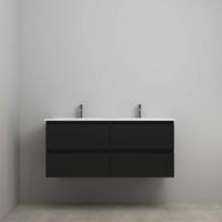 On-Line Onderkast - 120 cm - Voorgemonteerd - Porseleinen Wastafel - 2 Kraangaten - Mat Zwart - thumbnail
