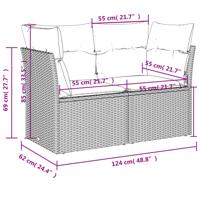 6-delige Loungeset met kussens poly rattan grijs - thumbnail