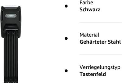 Abus vouwslot bordo alarm 6000ka/90 - zwart - 90cm - fietsbeveiliging