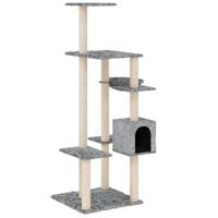 VidaXL Kattenmeubel met sisal krabpalen 142 cm lichtgrijs - thumbnail