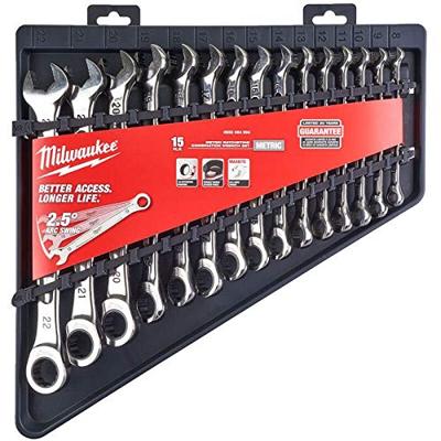 Milwaukee MAX BITE ™ ratelsleutelsets 15 pct Maxbite Ratchet Metric Combinatie Spanner Set - 1 st - 4932464994