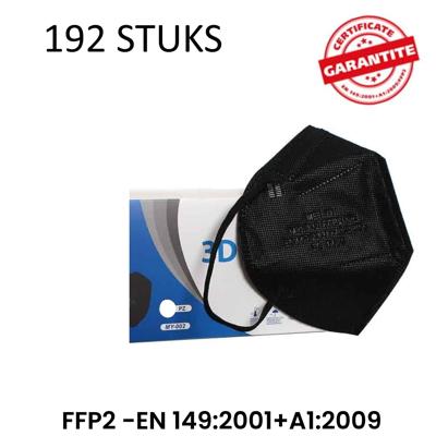 MEIYO Wegwerpmaskers Medisch Mondkapje Plat Vouwbaar - Type FFP2 - Zwart - 192 stuks