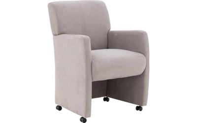 Goossens Eetkamerstoel Alex lichtgrijs stof met armleuning en met wielen, stijlvol landelijk Goossens Eetkamerstoel Alex lichtgrijs stof met armleuning en met wielen, stijlvol landelijk
