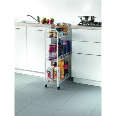 Tomado-Metaltex slim keukentrolley met wielen 23x56x84 cm wit