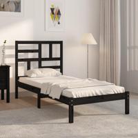 Bedframe massief hout zwart 75x190 cm - thumbnail