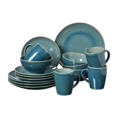 Serviesset reactive glaze - blauw - 16-delig Serviesset reactive glaze - blauw - 16-delig