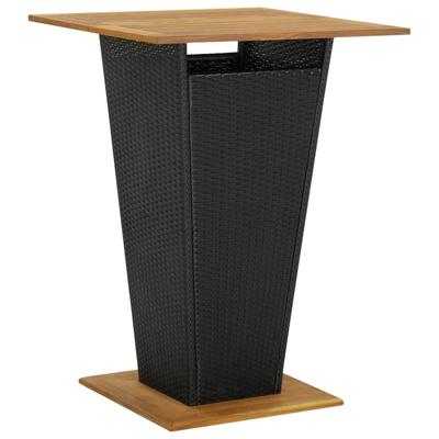 VidaXL Bartafel 80x80x110 cm poly rattan en massief acaciahout zwart VidaXL Bartafel 80x80x110 cm poly rattan en massief acaciahout zwart