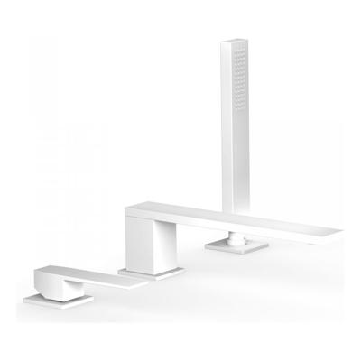 Badrandkraan Tres Slim Exclusive met Handdoucheset Rechte Uitloop 22 cm Mat Wit