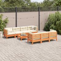 8-delige Loungeset met kussens massief grenenhout wasbruin - thumbnail