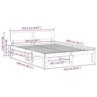Bedframe met hoofdeinde Wit 160 x 200 cm Massief grenenhout - thumbnail
