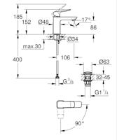 Wastafelmengkraan GROHE Dice S-Size Es Push Open Mat Zwart - thumbnail