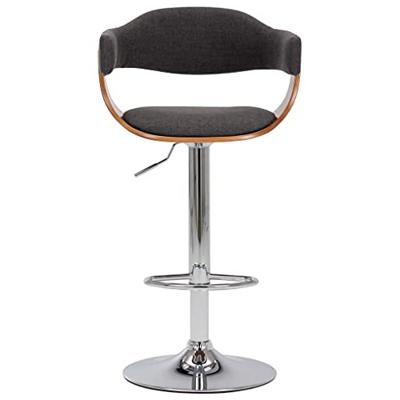 Barkrukken 2 st gebogen hout en stof grijs