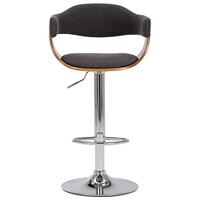 Barkrukken 2 st gebogen hout en stof grijs - thumbnail