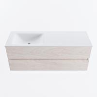 MONDIAZ VICA 130cm badmeubel onderkast Underlayment 2 lades. Wastafel CLOUD links 1 kraangat, kleur Talc. - thumbnail
