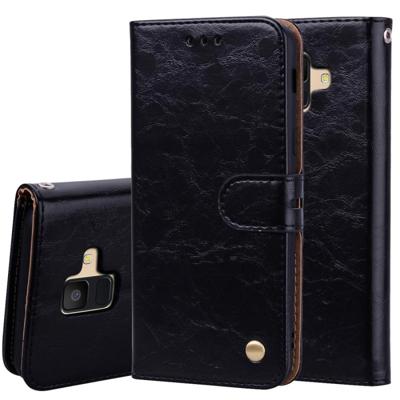Zakelijke stijl olie Wax textuur horizontale Flip lederen Case voor Galaxy A6 (2018) met houder & kaartsleuven & portemonnee (zwart) Zakelijke stijl olie Wax textuur horizontale Flip lederen Case voor Galaxy A6 (2018) met houder & kaartsleuven & portemonnee (zwart)