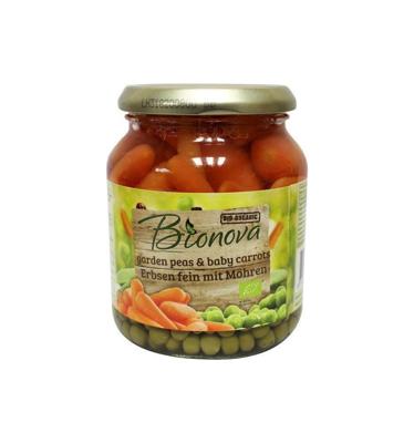 Bionova Doperwten met wortel bio 350 Gram Bionova Doperwten met wortel bio 350 Gram