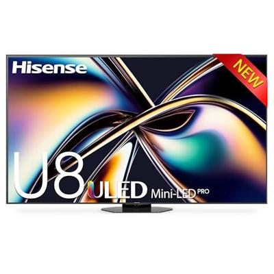 Hisense 65U8Q Mini Smart TV, 4.1.2 meerkanaals geluid, ultra-speelmodus met 165 Hz, anti-reflectie Pro, Full Array Local Dimming, Dolby Vision IQ en Dolby Atmos