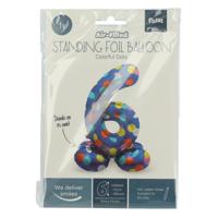 Folat BV Staande folieballon colorful dots cijfer 6 - 72cm - thumbnail
