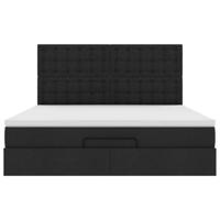 Ottoman bed met matras en LED's 180x200cm stof zwart - thumbnail