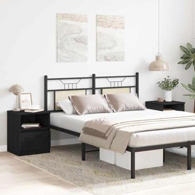 Nachtkastje 2 pcs Zwart Eiken 40 x 40 x 50 cm Bewerkt hout