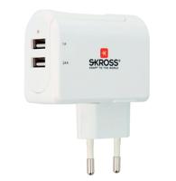 Skross 38565 USB-oplader 2x USB-A Wit, Zilver Binnen - thumbnail