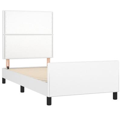 Bedframe met hoofdbord kunstleer wit 80x200 cm