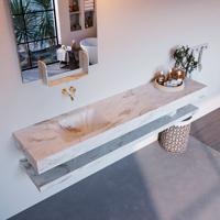 MONDIAZ ALAN-DLUX 200cm planchet Frappe. Vrijhangende wastafel CLOUD links zonder kraangat, kleur Frappe. - thumbnail