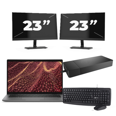 Dell Latitude 7430 - Intel Core i5-12e Generatie - 14 inch - 16GB RAM - 256GB SSD - Windows 11 Home + 2x 23 inch Monitor
