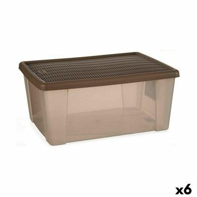 Opbergbak met Deksel Stefanplast Elegance Bruin Plastic 29 x 17 x 39 cm (6 Stuks)