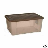 Opbergbak met Deksel Stefanplast Elegance Bruin Plastic 29 x 17 x 39 cm (6 Stuks) - thumbnail