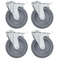 VidaXL Zwenkwielen met boutgaten en dubbele remmen 4 st 125 mm - thumbnail