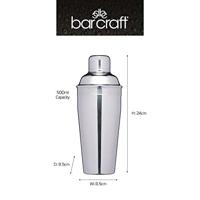 BarCraft - Cocktailshaker, Dubbelwandig, RVS, 0.5 L - BarCraft - thumbnail