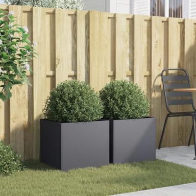 VidaXL Plantenbakken 2 st 42x40x39 cm staal antracietkleurig
