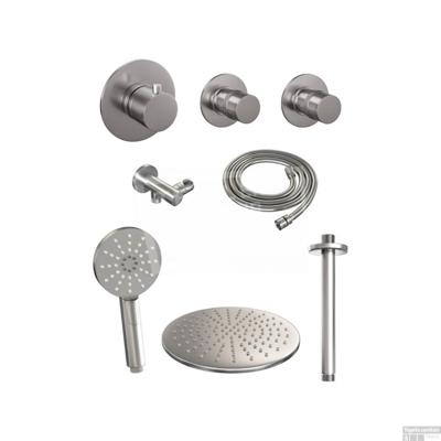 Thermostatische inbouw regendouche set met 30 cm douchekop en 3-standen handdouche