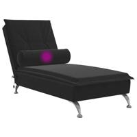 Massage chaise longue met bolster fluweel zwart - thumbnail