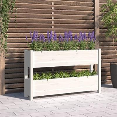 VidaXL Plantenbak 112x25x66 cm massief grenenhout wit VidaXL Plantenbak 112x25x66 cm massief grenenhout wit