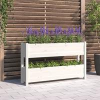 VidaXL Plantenbak 112x25x66 cm massief grenenhout wit - thumbnail