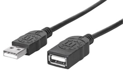 Manhattan 308519 USB-kabel USB 2.0 USB-A stekker, USB-A bus 1.00 m Zwart Folie afscherming, UL gecertificeerd, Vergulde steekcontacten Manhattan 308519 USB-kabel USB 2.0 USB-A stekker, USB-A bus 1.00 m Zwart Folie afscherming, UL gecertificeerd, Vergulde steekcontacten