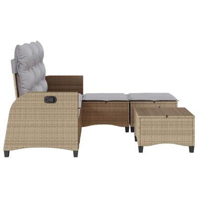 3-delige Tuinbankstel met kussens L-vormig beige poly rattan
