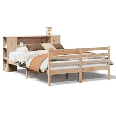 Bed met boekenkast zonder matras massief grenenhout 140x200 cm - thumbnail