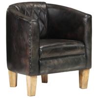 Vidaxl Kuipstoel Echt Leer Verweerd Grijs - thumbnail