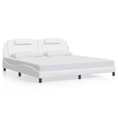 Bedframe "Viana" met LED zonder matras kunstleer wit 200x200 cm