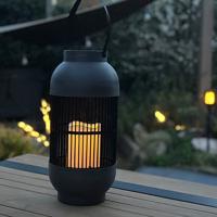 ProGarden lantaarn met kaars solar led rattan zwart - thumbnail