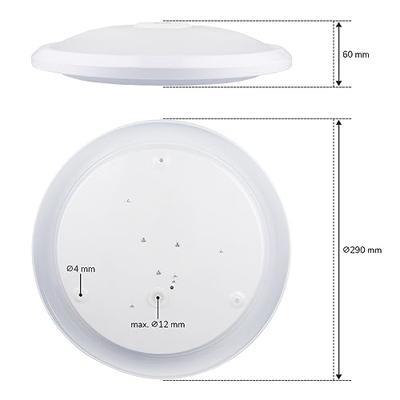 LED Plafondlamp - Bewegingssensor & Schemerschalelaar - Rond - Ø29 cm - 12 watt - 1160 Lumen - 4000K neutraal wit - Wit - IP20 voor binnen