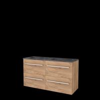 Basic-Line Start 46 Badkamermeubelset - 120 x 46 cm - Met Grepen - 4 Lades - Hardstenen Wastafel - 2 Kraangaten - Whisky Oak - thumbnail